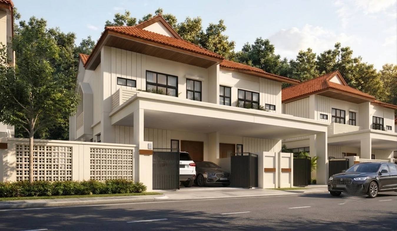 Semi-Detached homes at Panthera Bertam at golden hour, artist's impression