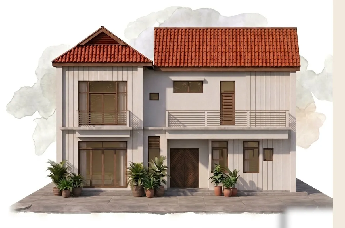 Bungalow watercolour, front facade, artist's impression