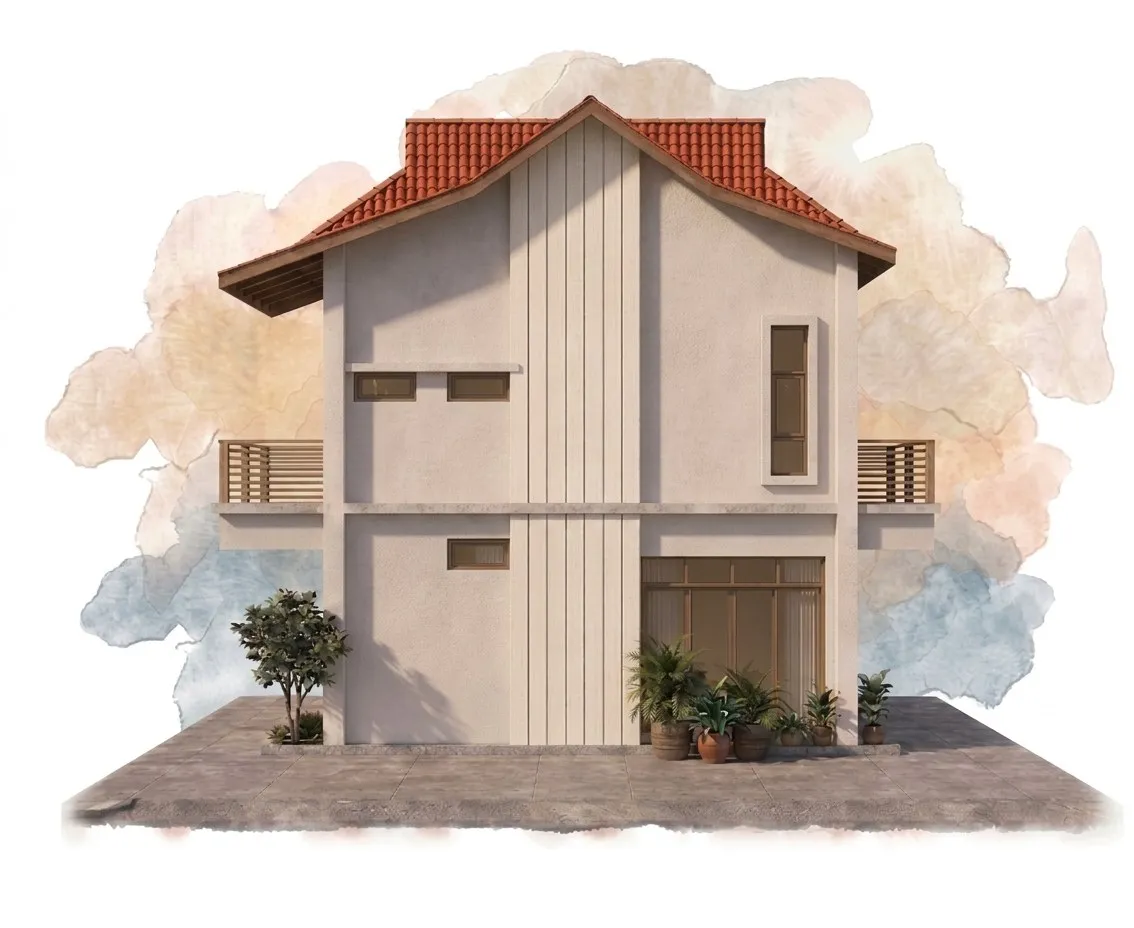 Bungalow watercolour, right perspective