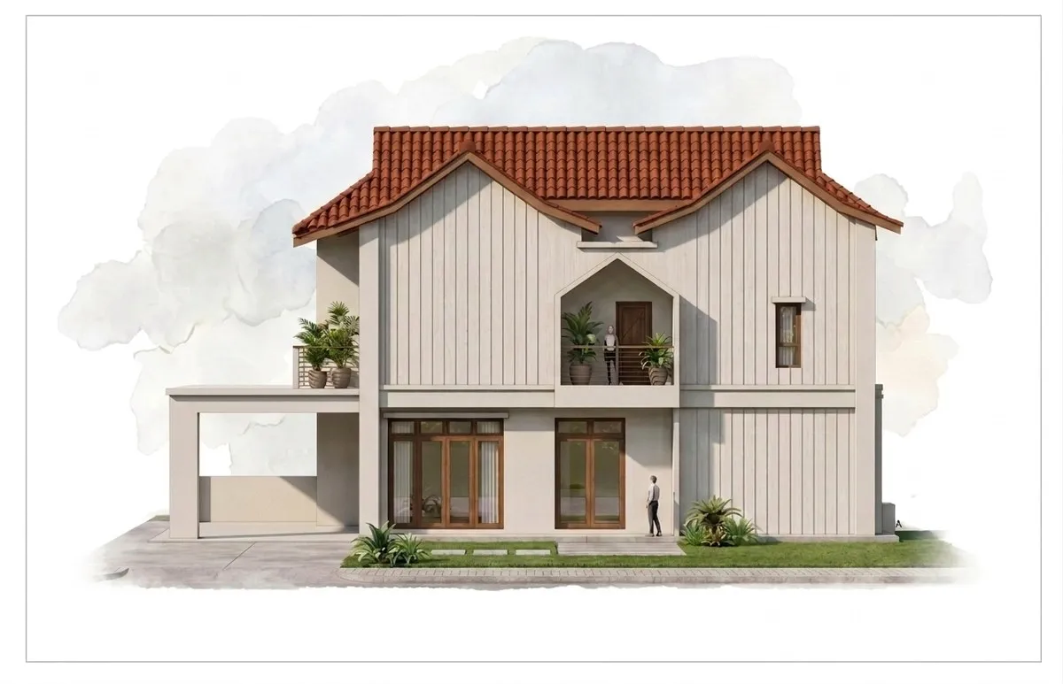 Semi-Detached watercolour, right perspective